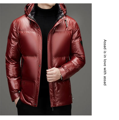 Men's Down Jacket Autumn Winter New Solid Color Thickened Warm Outdoor Travel Hooded Coat Men's White Duck Down padded Clothing