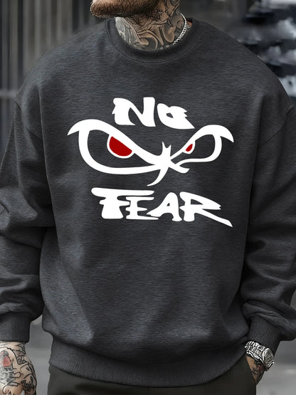 No Fear Determined Gaze Prints Mens Pullovers Soft Casual Sweatshirts Autumn Oversize Streetwear Crewneck Fleece Clothing Unisex