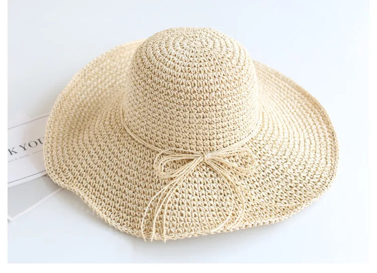 Summer New Parent-child Straw Hat Girl Casual Solid Foldable Big Brim Holiday Hats Baby Boy Beach Fisherman's Cap
