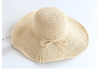 Summer New Parent-child Straw Hat Girl Casual Solid Foldable Big Brim Holiday Hats Baby Boy Beach Fisherman's Cap