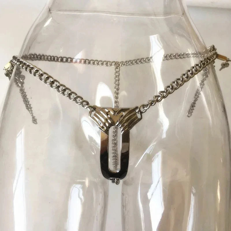 Stainless Steel Invisible Female Chastity Belt Sexy Briefs Leather Bondage Metal Chain Erotic Pants Adult Games BDSM Fetish Wear
