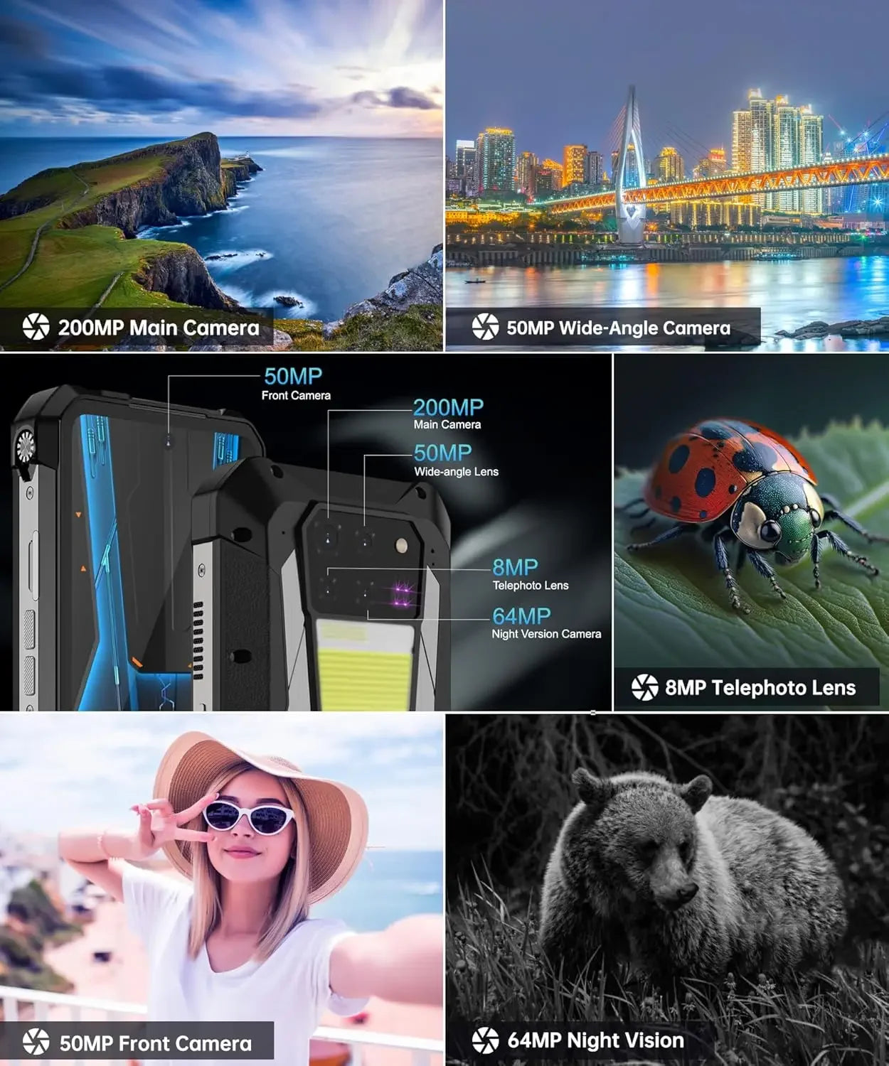 8849 Tank 3 Pro Unihertz Projector Rugged Smartphone 23800mAh 100Lumens 200MP Camera Android 15 Dimensity 8200 512G Outdoor IP68