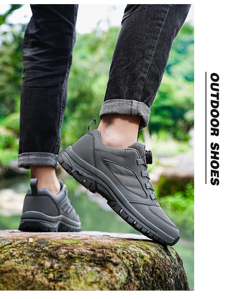 Men'S Spring And Autumn Outdoor Sports Shoes With Rotating Buckle Convenient Comfortable Anti Slip Hiking Shoes Large Size 39-48