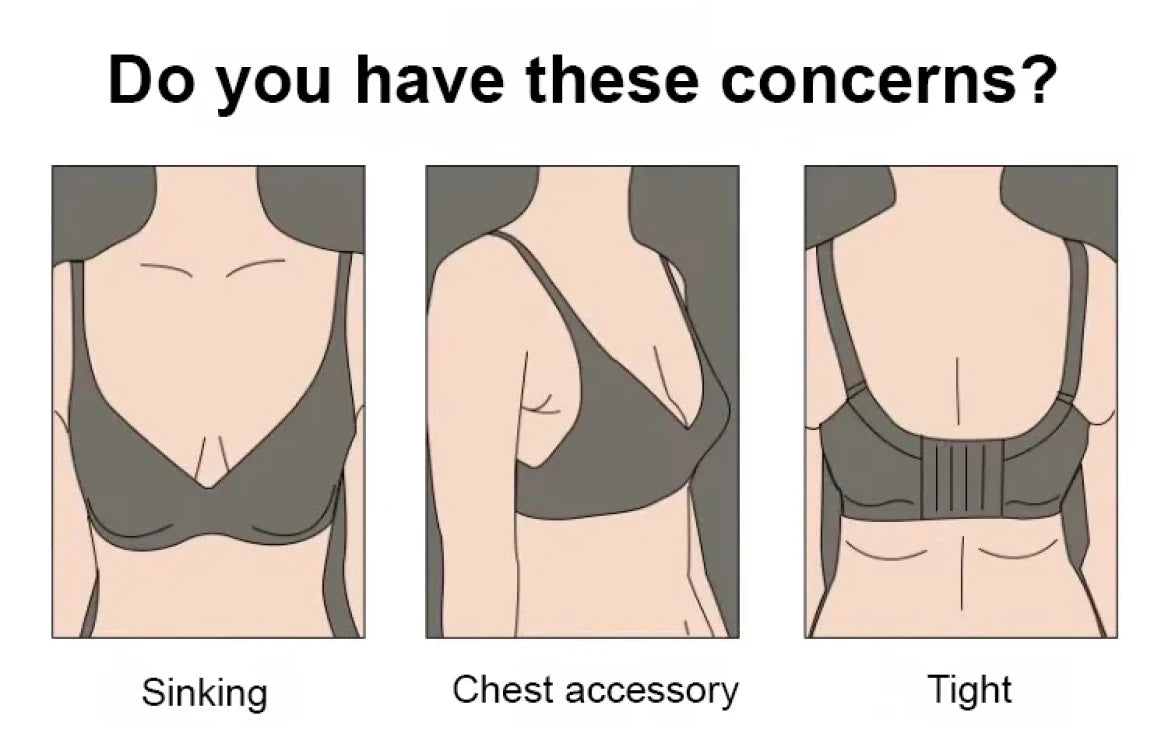 Women's Large Breasts Underwear Wide Shoulder Invisible Corset Antibump Thin Underwear with Bra Pads