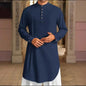 Men's Muslim Dress Long-sleeved Clothing 100% Cotton Pullover Kaftan Robe Men Jubba Thobe Pakistan Saudi Arab Caftan Islamic Top