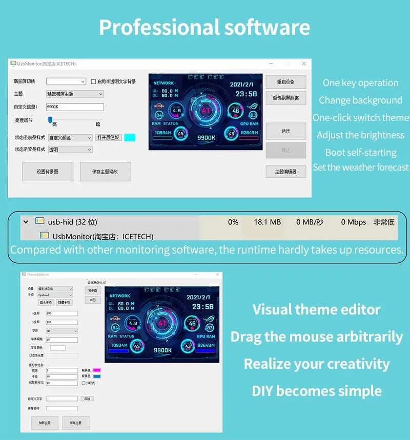 3.5 / 5 Inch IPS Type-C Secondary Screen Mini Computer USB Display CPU GPU RAM HDD Monitor with Holder Metal Case No Use AIDA64