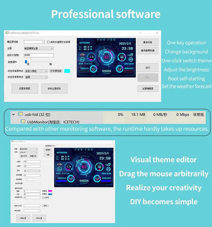 3.5 / 5 Inch IPS Type-C Secondary Screen Mini Computer USB Display CPU GPU RAM HDD Monitor with Holder Metal Case No Use AIDA64
