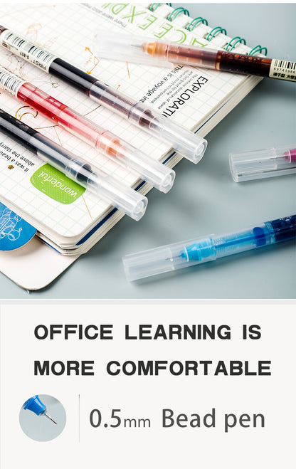 12 Color/set Student School Office Stationery Fine Nib Gel Pen Big Ink Capacity Ballpoint Pen Straight Liquid Rollerball Pen