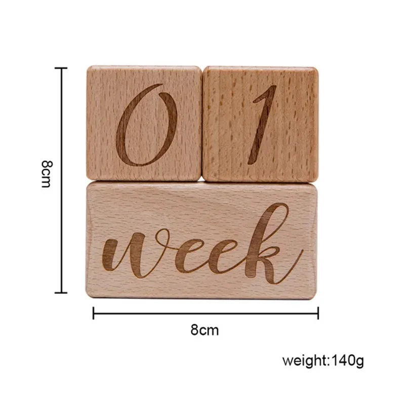 Baby Wooden Milestone Blocks 0-12 Months Newborn Birth Grow up High Quality Commemorate Props Infant Photography Accessoriees
