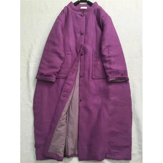 Ethnic Style Retro Single Breasted Cotton Robe Clothing Women's Spring And Autumn 2025 New Loose Versatile Quilted Coat K2709