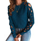 Women's Knitted Sweaters Arm Hollow Design Sweater Round Neck Long-sleeved Pullover Top Female Autumn Winter Casual Streetwear