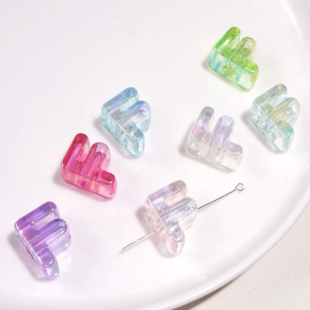10pcs New Acrylic Iridescent Beads DIY Keychain Mixed Color Letter Beads Bag Charm Phone Chain Jewelry Making Beads Gifts Giving