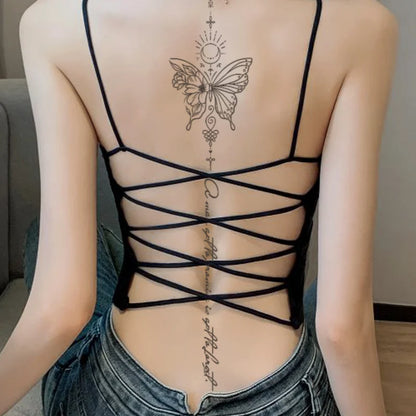 One Butterfly Spine Waterproof Temporary Tattoo, Lasting 1-2 Weeks, Semi-Permanent Tattoo Color, Realistic Fake Tattoo