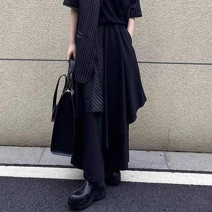Women Skirts Pants Japaness Gothic Irregular Pants Women High Waist Black Long Pants Skirts Female Pleated Skirts Women Clothing