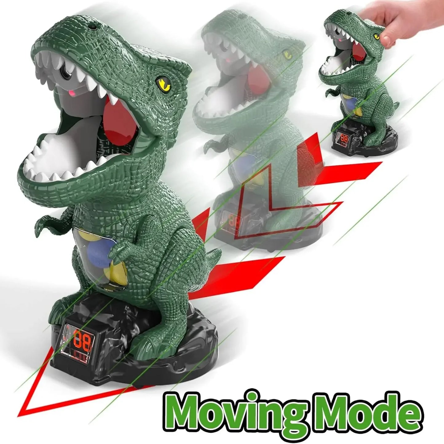 Kids Dinosaur Shooting Toy Gun 360 Degree Omni Rotatable Mist Spray Design Air Popper Soft EVA Ball Blaster Educational Parent-Child Battle Play Toy for Home Backyard Party