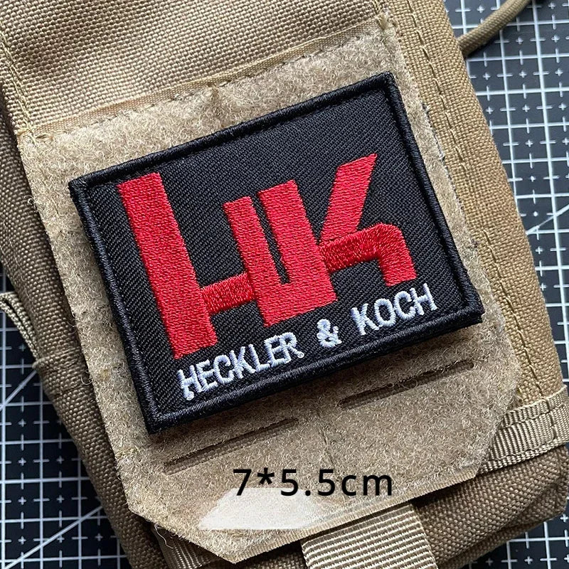 HECKLER&KOCH Embroidered Patches Hook&Loop Tactical Morale Badge Armband on Outdoor Backpack Appliques for Clothing Stickers