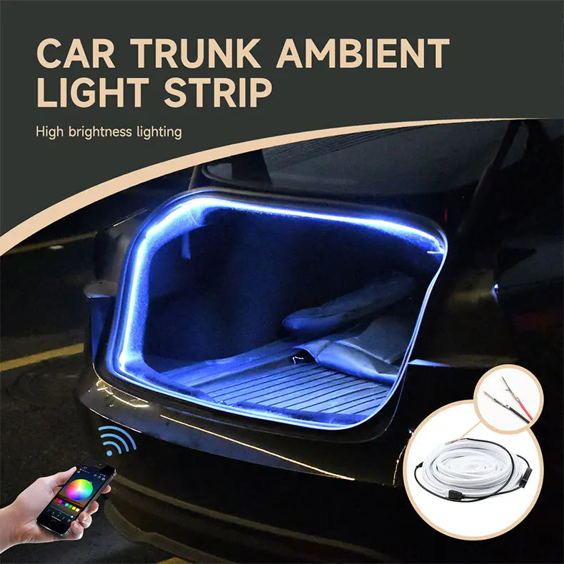 RGB 5M Car Rear Trunk Brighten LED Strip Multifunctional for Waterproof Flexible Light APP Control Connector Plug & Play 12V