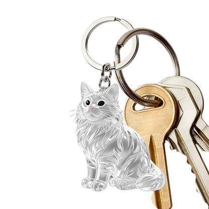 Cute Animal Fur Capsule Keychain, Transparent Cat Hair Bag Pendant, Souvenir Collection and Gift Decorative Accessory
