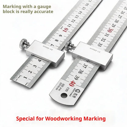 New Protable Accurate positioning Woodworking Tools Carpentry Steel Ruler Positioning Limit Block Measuring Marking Gauge