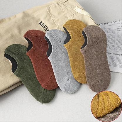 5 Pairs Men's Cotton Short Socks High Quality Crew Ankle Casual Soft Non-Slip Breathable Low-Cut Summer Autumn Socks for Men