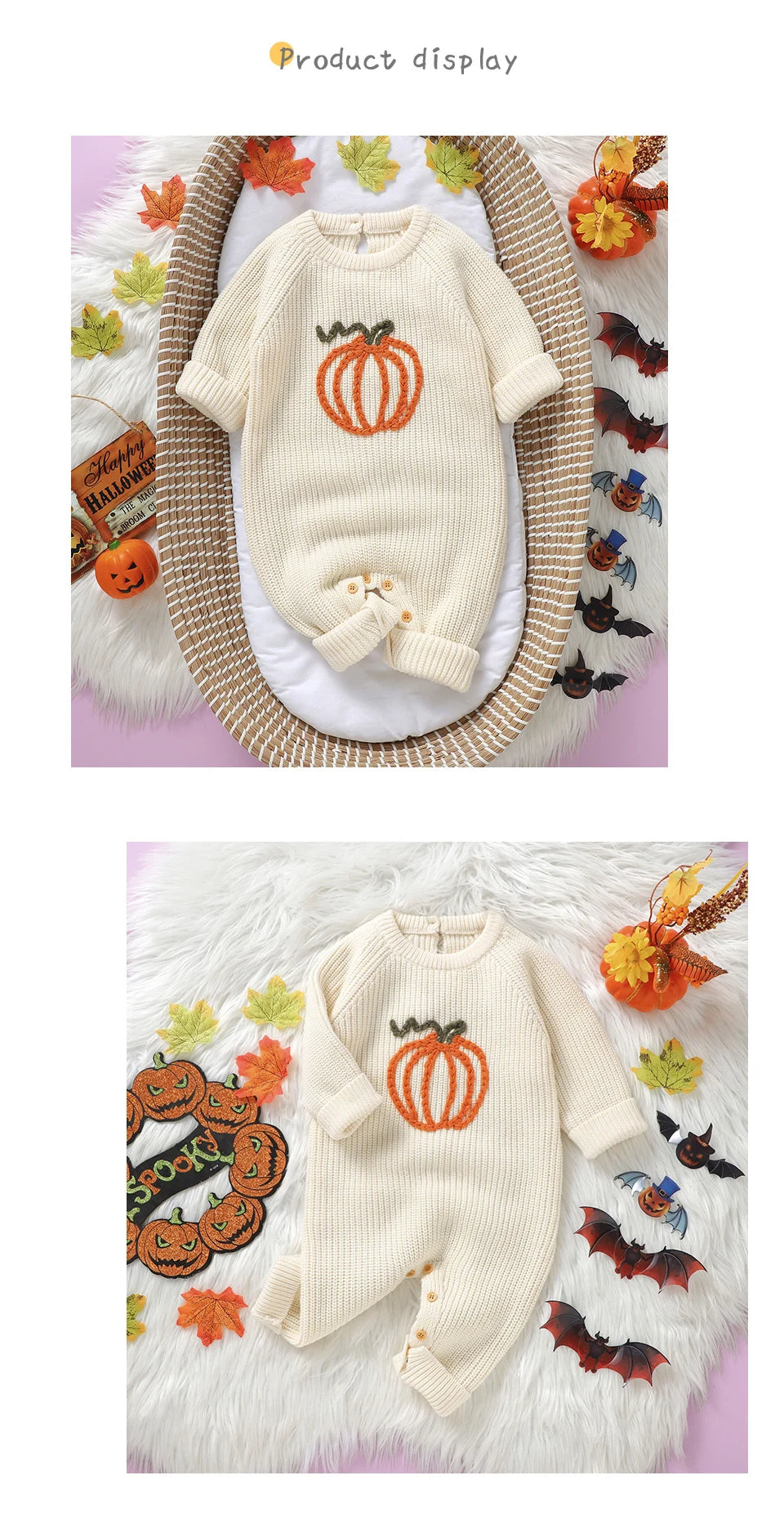 Halloween Infant Toddler Boys Girls Rompers Jumpsuits Winter Long Sleeve Knit Newborn Outwear Playsuits Costume Children Clothes