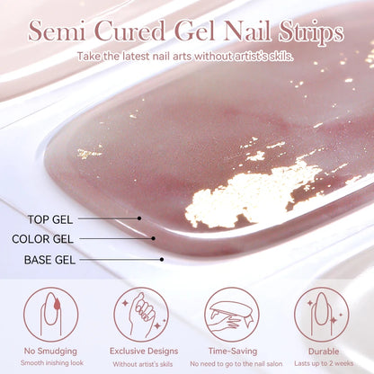 Gradient Auroras Semi Cured Gel Nail Strips Sparkly Shinning DIY Gel Polish Stickers for Nails Works with UV/LED Nail Lamps