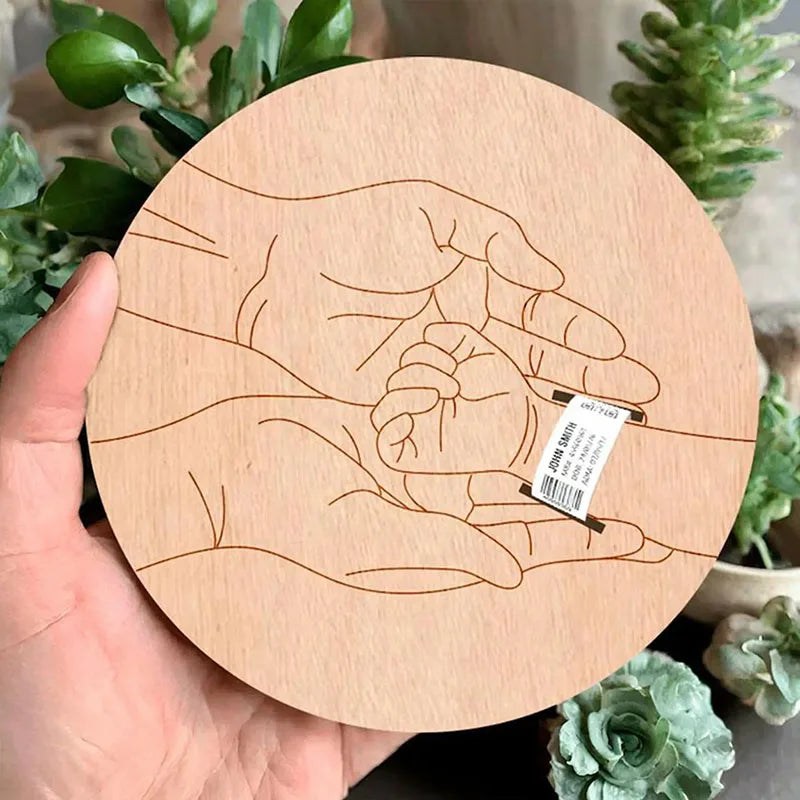 New Pattern Fashion Wooden Baby Birth Hospital Commemorative Plaque Circular Carved Newborn Collection Plaque Ornament