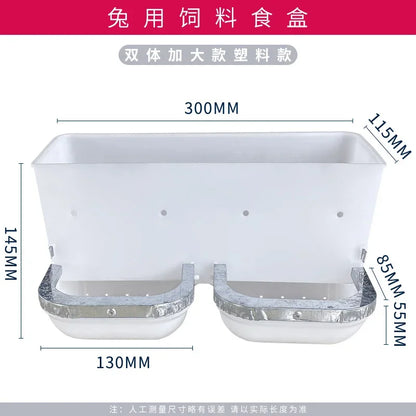 5PCS rabbit food box increases rabbit food box, rabbit cage box, three-and-three-sided anti-scraping plastic trough for breeding