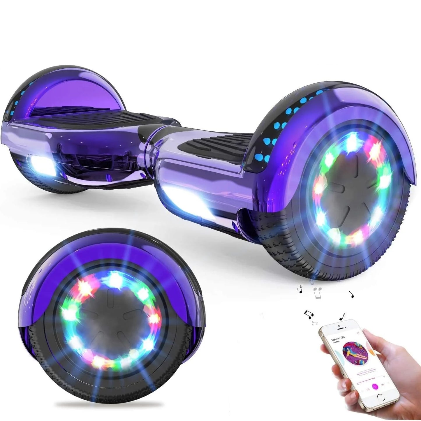 RCB KIDS Hoverboard Two Wheel Self Balancing Scooter 6.5" with Bluetooth Speaker LED Lights Ride On Toy Gift for Kids & Adults