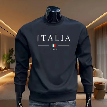Italy Printing Mens Sweatshirts Casual O-Neck Tops Outdoors Sports Jogging Mens Clothing Autumn Winter Pullover Sportswear 2025