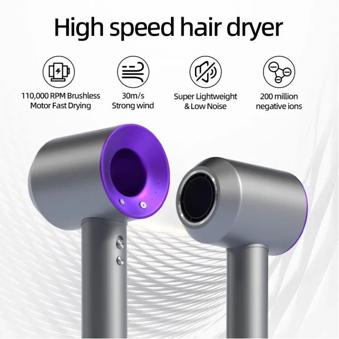 Professional Ionic Hair Dryer, 1800W High Speed Blow Dryer with Diffuser & Nozzle, Constant Temperature Hair Care, Powerful AC M