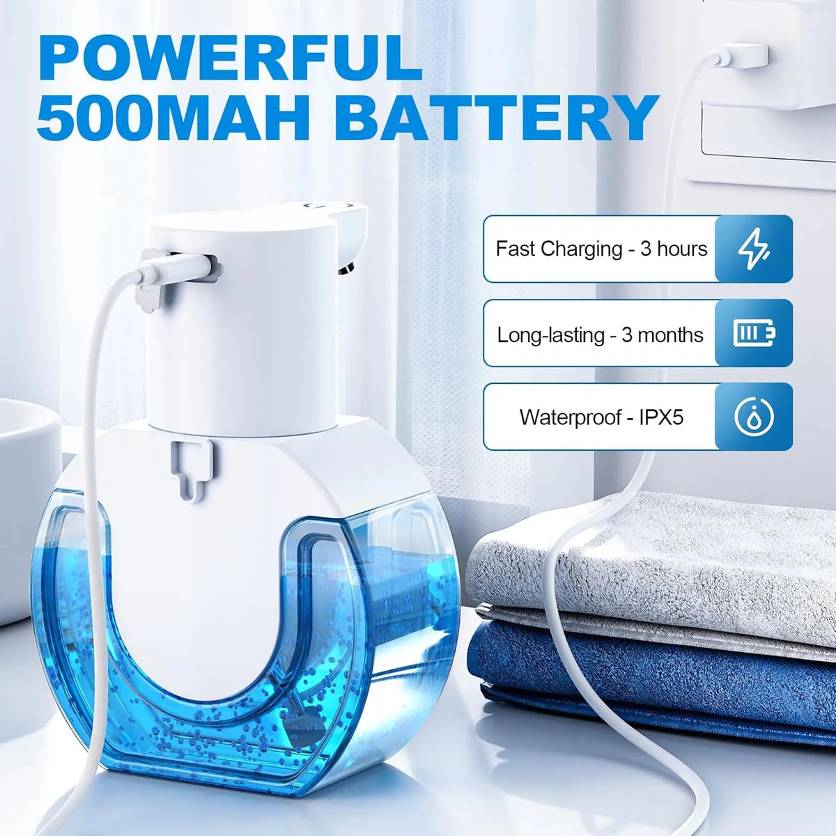 420ML Large Capacity Touchless Desktop Or Wall-Mounted IPX5 Waterproof Smart Infrared Automatic Sense Foam/Liquid Soap Dispenser