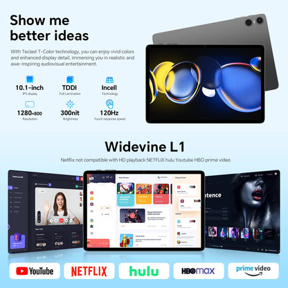 Teclast P30T Set 10.1" Tablet Android 16 Gemini AI Unisoc 8-core CPU 16GB(3GB+13GB Expansion) RAM 128GB ROM 6000mAh Keyboard/Case/Mouse/Stylus/Headphone/Stand