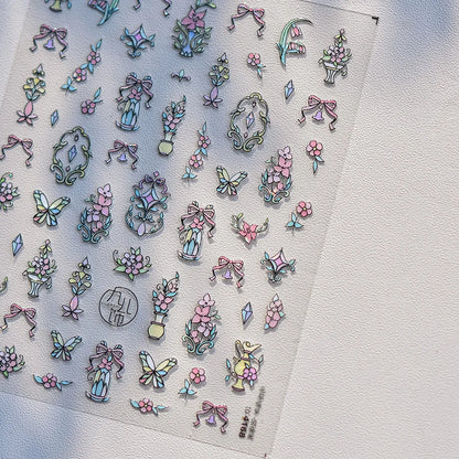 Wild Daisy Crystal Diamond Nail Sticker 5D Adhesive Flower Trendy Nail Art Stickers DIY Nail Art Decorations 3D Manicure Decals