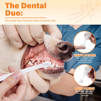 GJYC PET Probiotic Pet Dental Care Kit Toothpaste With Toothbrush Finger Brush Reduce Plaque Tartar Freshen Breath For Dogs Cats