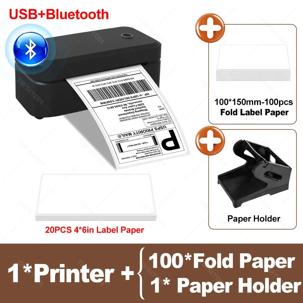 110mm Bluetooth Thermal Label Printer Wireless Shipping Label Printer Compatible with iPhone Android Windows Widely Used X4