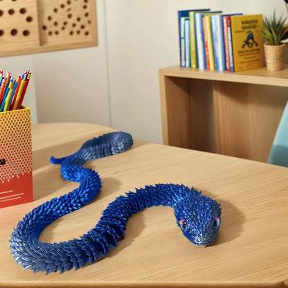 85Cm/33.46In Snake Statue Moveable Joints Animal Model Home Desktop Decoration Ornament Gift Collectible Statue
