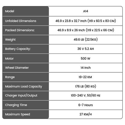 A14 Kids E-Moto Toy 500W Motor 22km Range 36V5.2Ah Battery 3 Speeds(27km/h) Dual Brakes Shock Absorbers Lights for Outdoor Fun