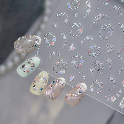 Exquisite Stars Love Garland Stickers Nail Art Decoration 5D Metal High Quality Dreamy Self Adhesive Nail Stickers 3D Decals DIY
