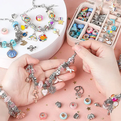 Diy Jewelry Making Kit Toys DIY Beaded Bracelet Set with Storage Box for Girls Gift Acrylic European Large Hole Beads Handmade