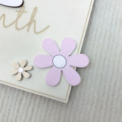 Wooden Baby Monthly Milestone Cards Flowers Double Sides Number Month Girls Boys Newborn Photography Props Accessories