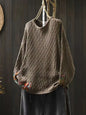 Winter Fall Fashion Vintage Sweater Women's O-neck Loose Casual Lazy-style Casual Pullover Tops Flower Print Patchwork Knitwear