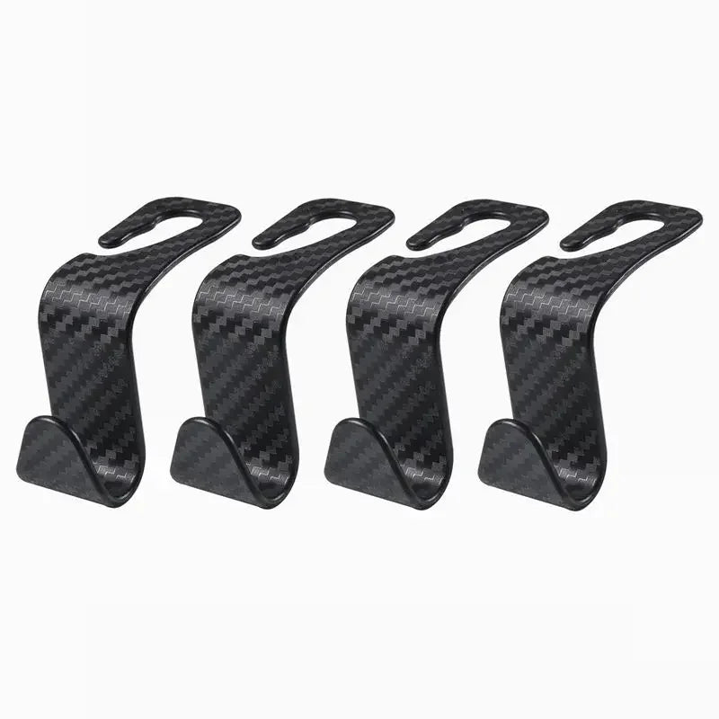 4Pack Car Seat Carbon Fiber Hook for Bags Car Clips Front Seat Headrest Organizer Holder Auto Fastener Hangers Car Accessories
