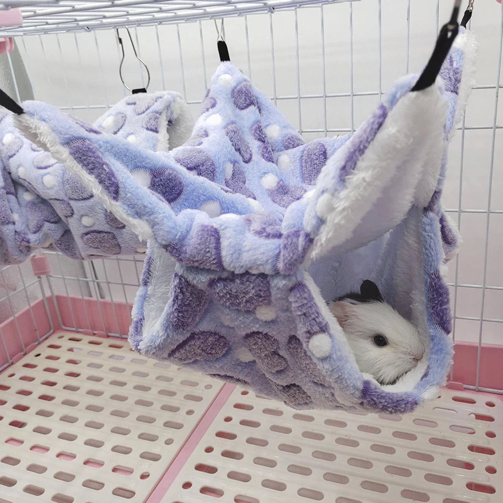 1PC Winter Warm Double-Layer Hammock Small Pet Hammock Suspended Squirrel Sleeping Bag Pet Supplies Hamster Hammock