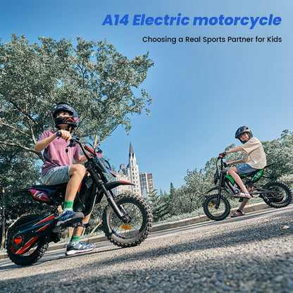 A14 Kids E-Moto Toy 500W Motor 22km Range 36V5.2Ah Battery 3 Speeds(27km/h) Dual Brakes Shock Absorbers Lights for Outdoor Fun
