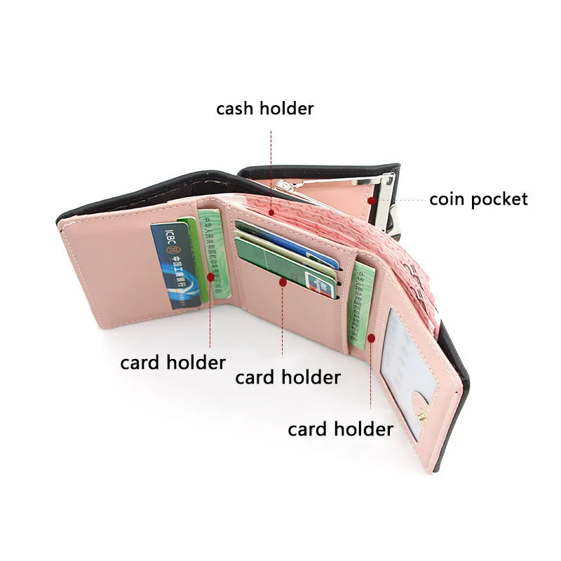 New Mini Short Women Wallets High Quality Coin Pocket Luxury Female Purses Card Holder Photo Holder Cute Wallet For Girls