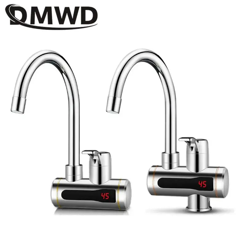 DMWD Tankless Electric Hot Water Heater Universal Hose Faucet Kitchen Instant Heating Tap Water Heater LED Temperature Display
