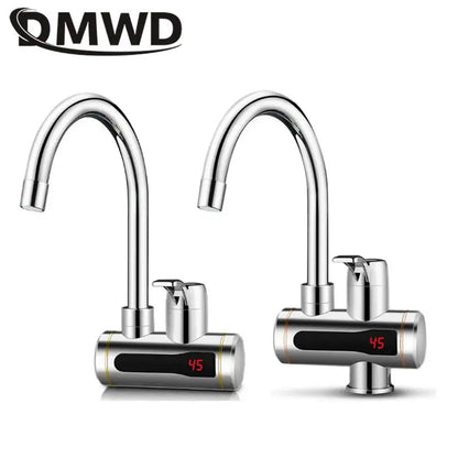 DMWD Tankless Electric Hot Water Heater Universal Hose Faucet Kitchen Instant Heating Tap Water Heater LED Temperature Display