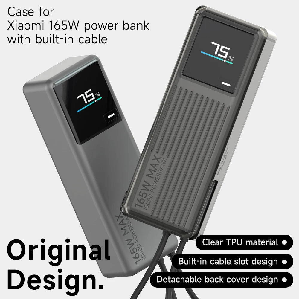 Sikai TPU case for Xiaomi 165W Power Bank 10000mAh PB1165MI with Built in USB C Cable Portable Charger Travel Storage Case