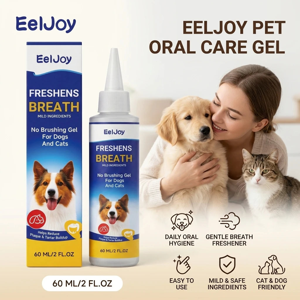 EELJOY Pet Dental Care Gel Reducing Plaque Tartar & Bad Breath Freshing Natural Formula No Brushing Gum Health Pet Oral Cleaner